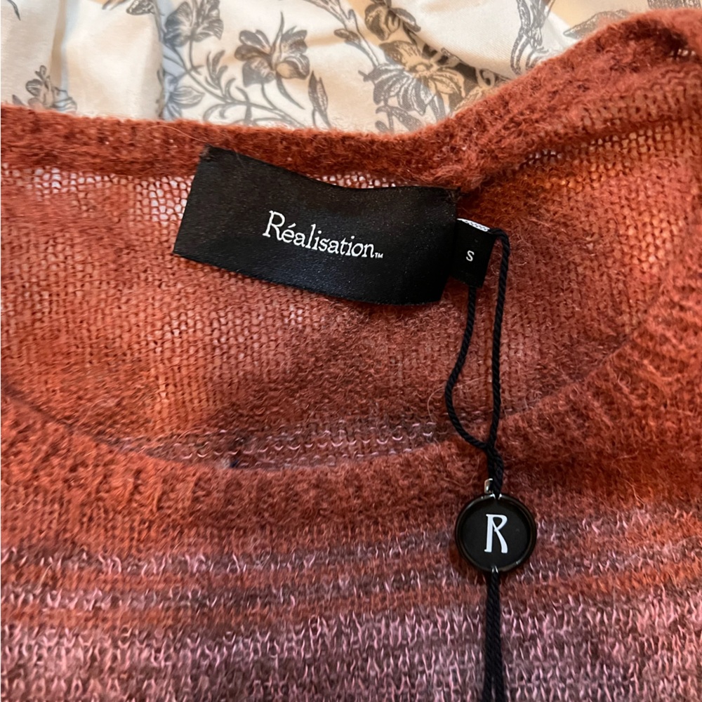 Reiss Striped Crewneck Sweater in Rust, Olive, Gray and Brown - Picture 4 of 7
